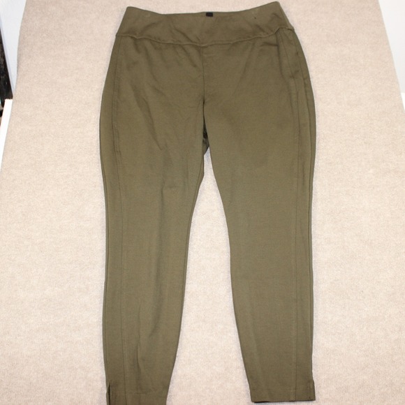 Dear Scarlett Pants - Dear Scarlett Olive Green Pull On Slim Leg Pants Plus Size 1X Stretch Ankle Slit